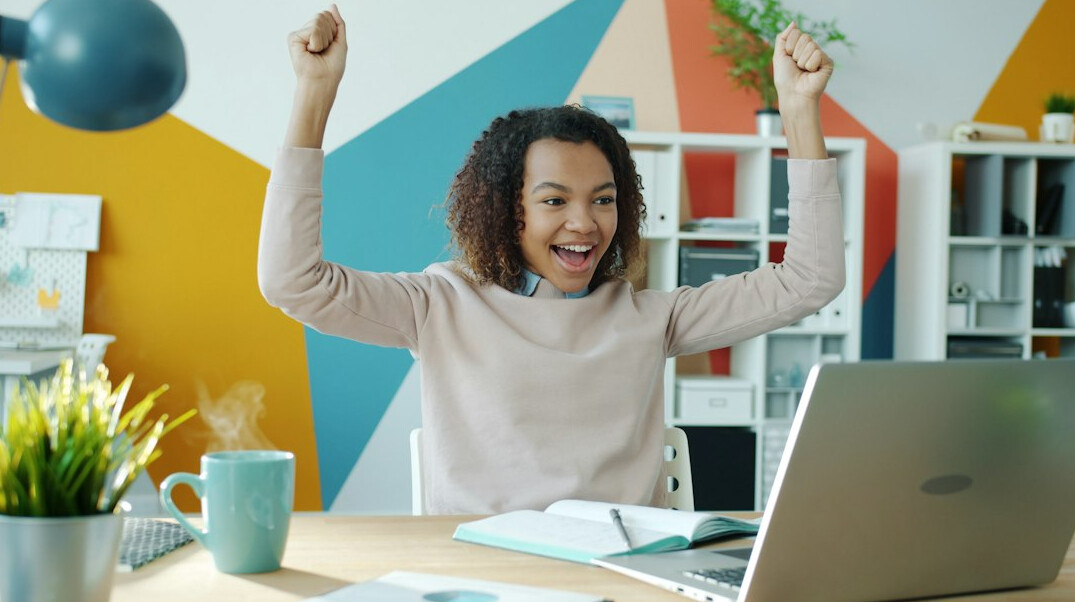 successful programmer celebrating
