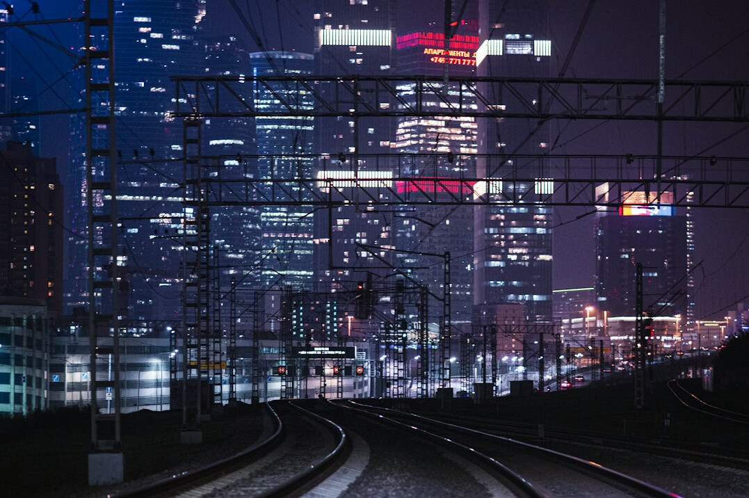 futuristic city with digital overlays