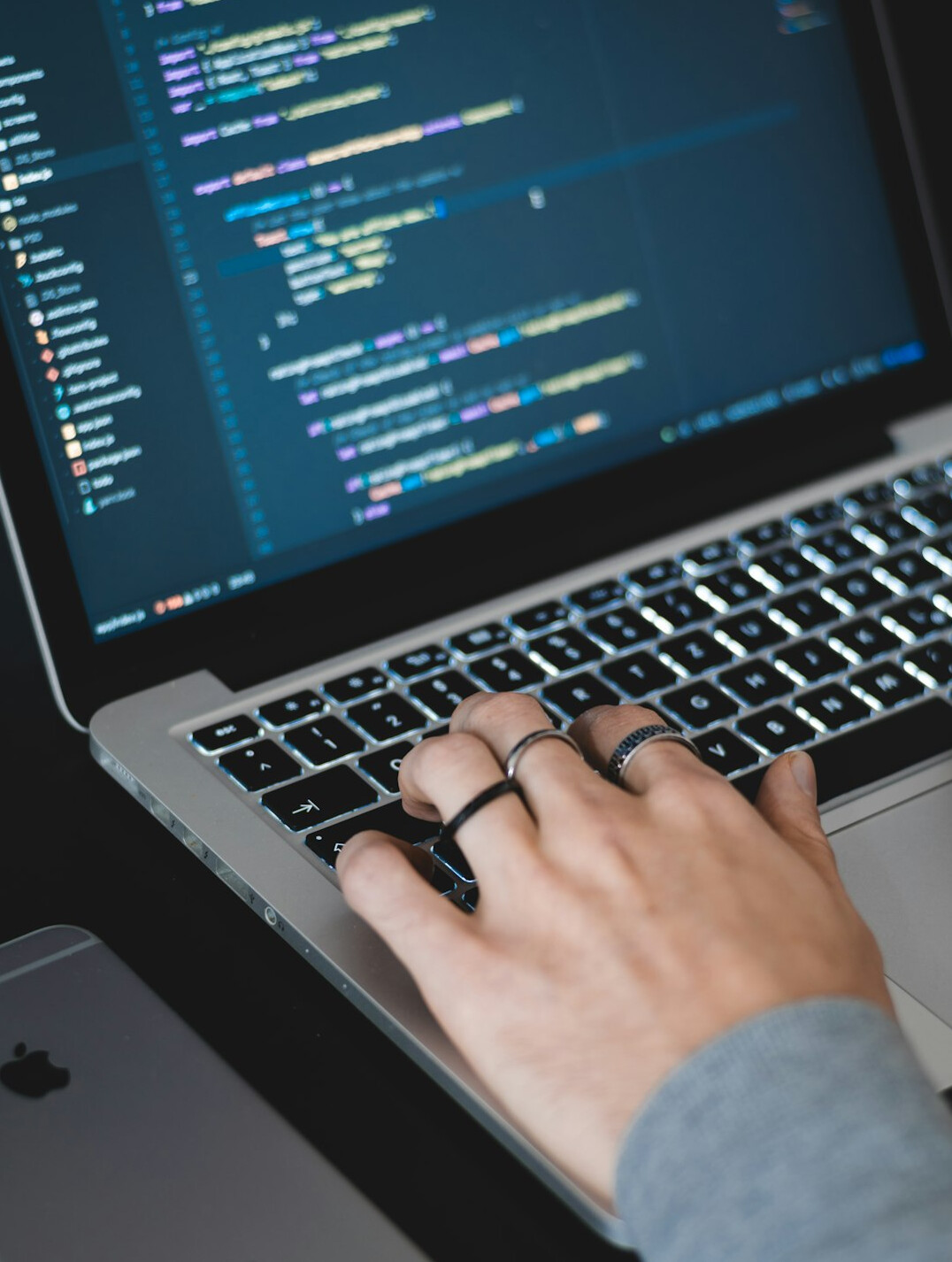 beginner programmer typing code